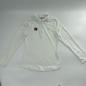 Womens Size XSmall Under Armour‎ Long Sleeve Golf Polo White Auburn Tigers SEC
